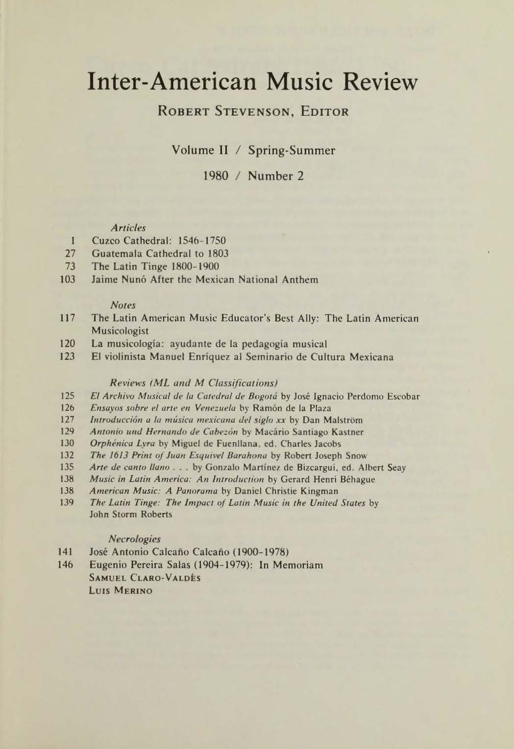 												Ver Vol. 2 Núm. 2 (1980): spring-summer
											